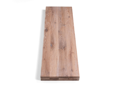 Wandplank Eiken Wildeiken 52mm, geborsteld, Wit Geolied, bruin gevuld, doorlopende lamellen