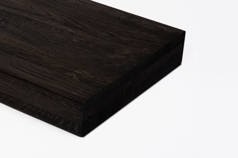 Stair tread Solid smoked Oak Hardwood , Rustic grade, 60 mm, black oiled