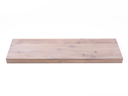 Wall shelf Solid Oak Rustic 52 mm brushed chalked white oiled, brown filling, full stave lamellas