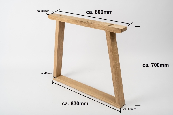 Lignau - Esstisch aus hochwertigem 2-Bretter Trapez Tischgestell mit aus Eiche Massivholz