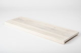 Window sill Solid Ash Hardwood with overhang Rustic grade 20 mm chalked white oiled