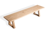 Solid Hardwood Oak rustic Kitchen bench 40mm unreated with small trapece bench legs