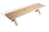 Solid Hardwood Oak rustic Kitchen bench 40mm with small X chair legs hard wax oil nature white